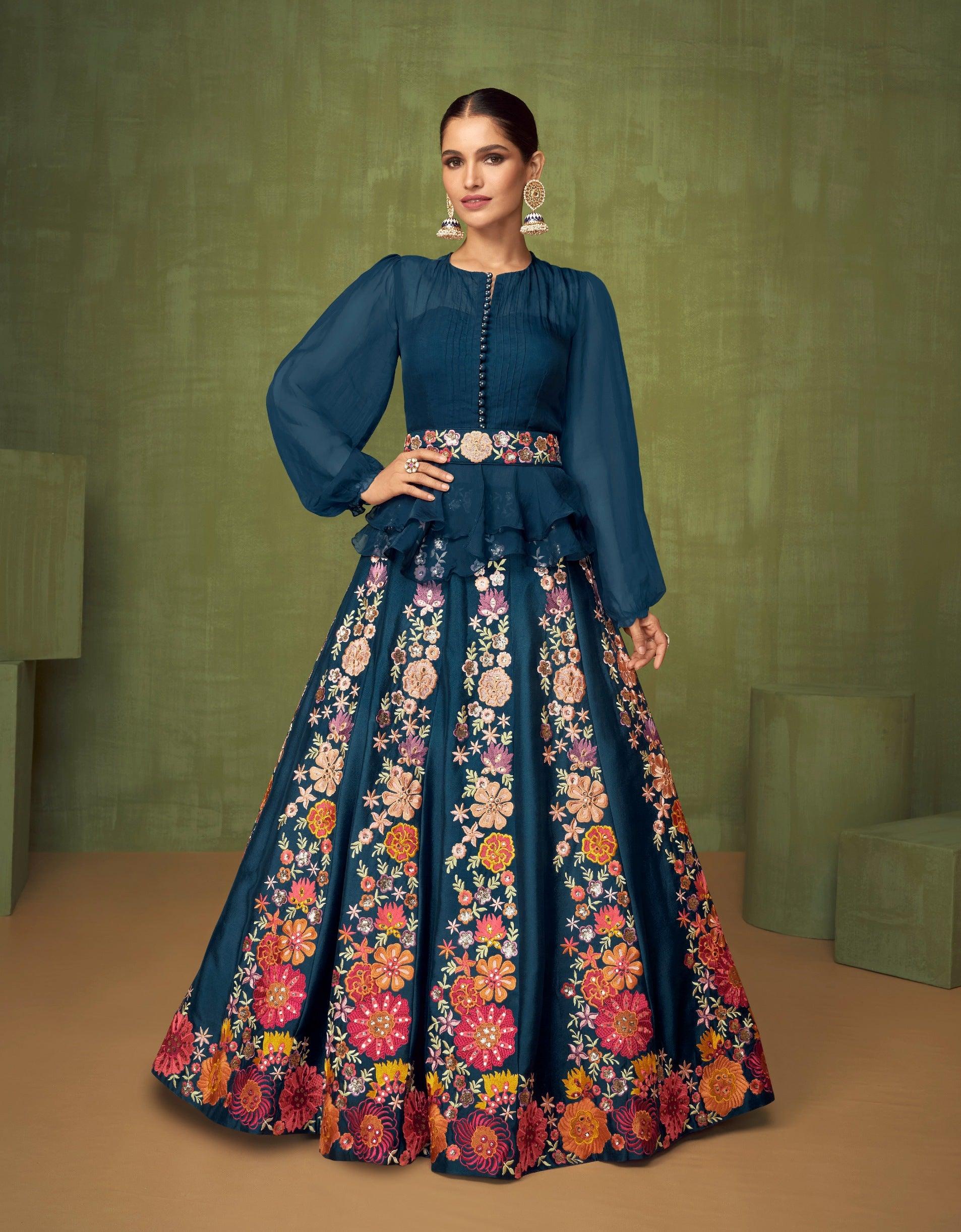 Embroidered Long Dress Party Wear, Frock, Half Sleeves at best price in  Surat